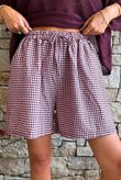 Arbi Gingham Short Aubergine
